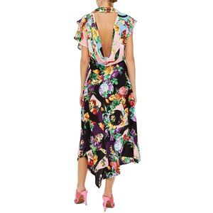 Topshop Floral Midi Dress Cowl Neck Wrap Multicolor US 12